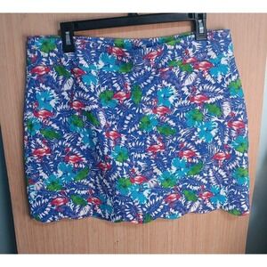 Jason Maxwell Size PL Womens Flamingo‎ Print Pink/Purple Skort  Scalloped Hem